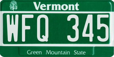 VT license plate WFQ345