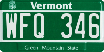 VT license plate WFQ346