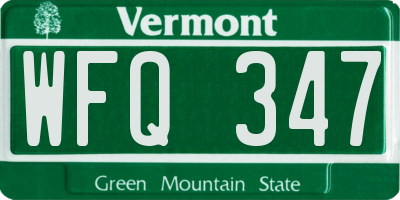 VT license plate WFQ347