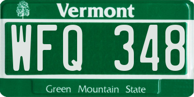 VT license plate WFQ348