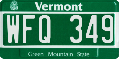 VT license plate WFQ349