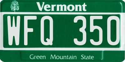 VT license plate WFQ350