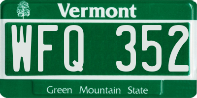 VT license plate WFQ352