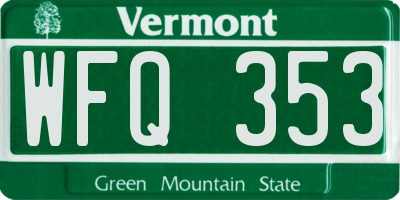 VT license plate WFQ353