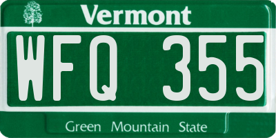 VT license plate WFQ355