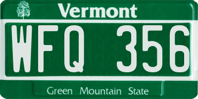 VT license plate WFQ356