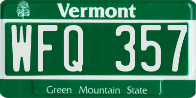 VT license plate WFQ357