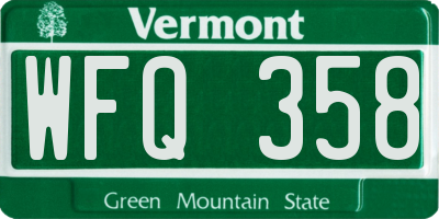 VT license plate WFQ358