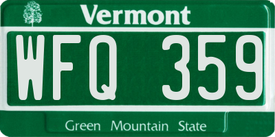 VT license plate WFQ359