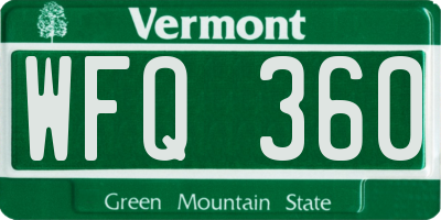 VT license plate WFQ360