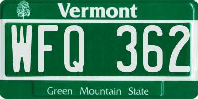 VT license plate WFQ362