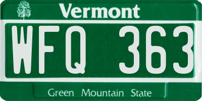 VT license plate WFQ363