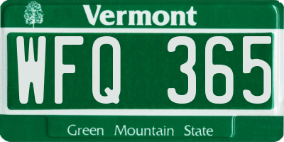 VT license plate WFQ365