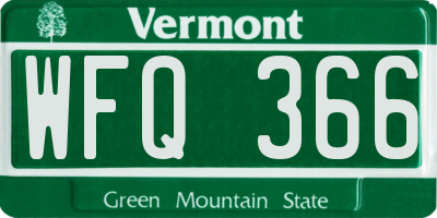 VT license plate WFQ366