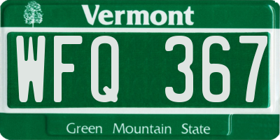 VT license plate WFQ367
