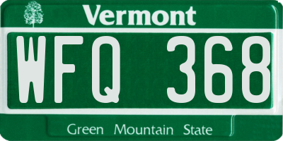 VT license plate WFQ368