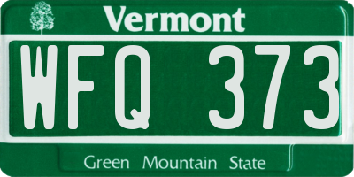 VT license plate WFQ373