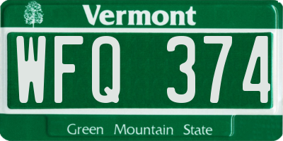 VT license plate WFQ374