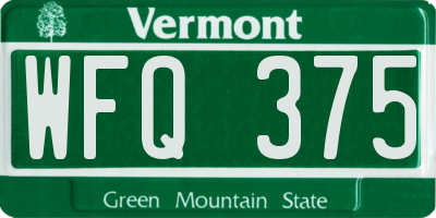 VT license plate WFQ375