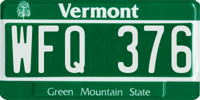 VT license plate WFQ376