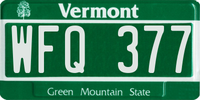VT license plate WFQ377