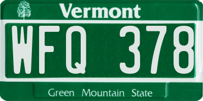 VT license plate WFQ378