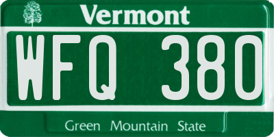 VT license plate WFQ380