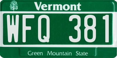 VT license plate WFQ381