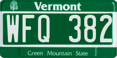 VT license plate WFQ382