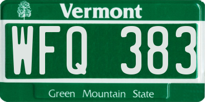 VT license plate WFQ383