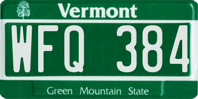 VT license plate WFQ384