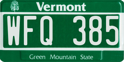VT license plate WFQ385