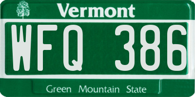 VT license plate WFQ386