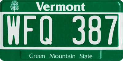 VT license plate WFQ387