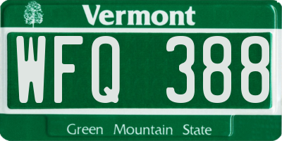 VT license plate WFQ388