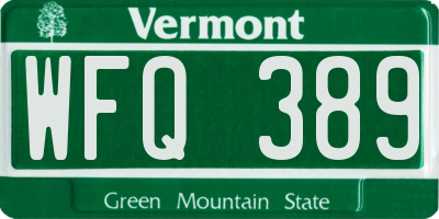 VT license plate WFQ389