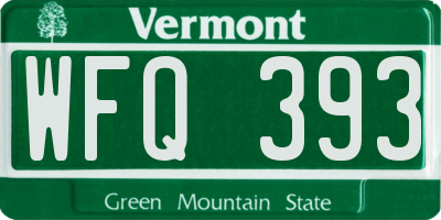 VT license plate WFQ393