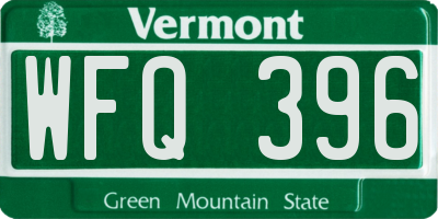 VT license plate WFQ396