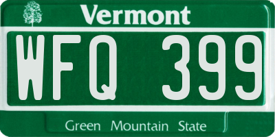 VT license plate WFQ399