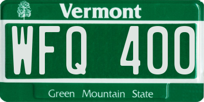 VT license plate WFQ400