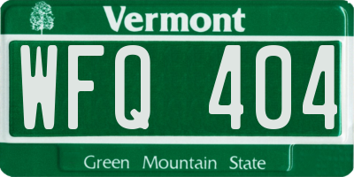 VT license plate WFQ404