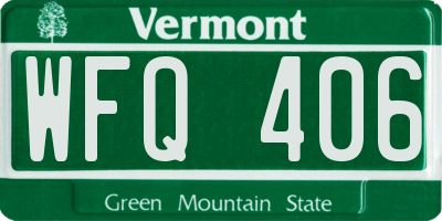 VT license plate WFQ406