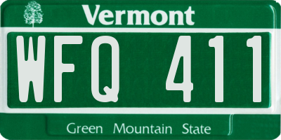 VT license plate WFQ411