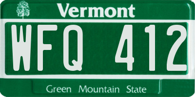 VT license plate WFQ412