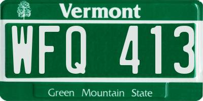 VT license plate WFQ413