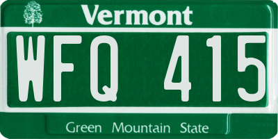 VT license plate WFQ415