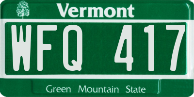 VT license plate WFQ417