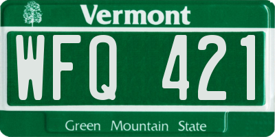 VT license plate WFQ421