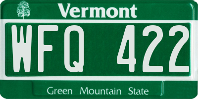 VT license plate WFQ422