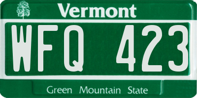 VT license plate WFQ423